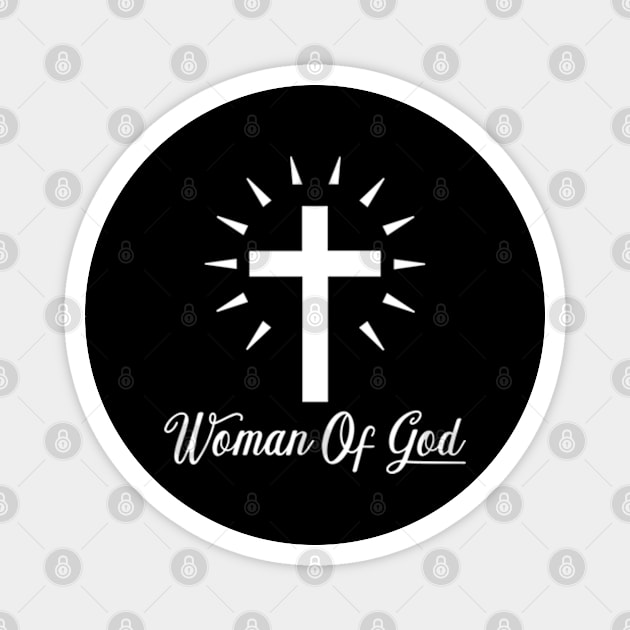 Woman Of God - Roman Catholic Cross - White - Christian Series 13W Magnet by FOGSJ